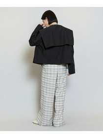 【MOGA】【Lサイズ】コットンシルクチェックセンタープレスワイドパンツ 詳細画像 ベージュ 9