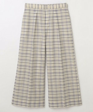 【MOGA】【Lサイズ】コットンシルクチェックセンタープレスワイドパンツ 詳細画像 オフホワイト 1