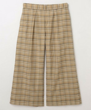 【MOGA】【Lサイズ】コットンシルクチェックセンタープレスワイドパンツ 詳細画像 ベージュ 1