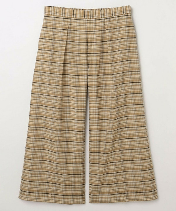 【Lサイズ】コットンシルクチェックセンタープレスワイドパンツ 詳細画像 ベージュ 1