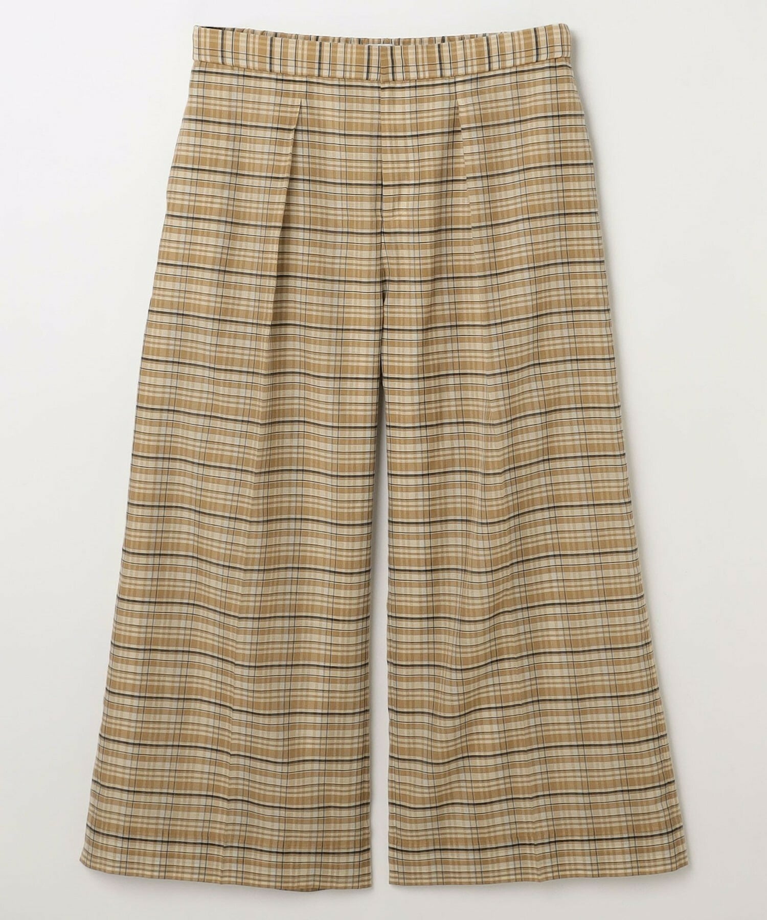 【MOGA】【Lサイズ】コットンシルクチェックセンタープレスワイドパンツ 詳細画像 ベージュ 27