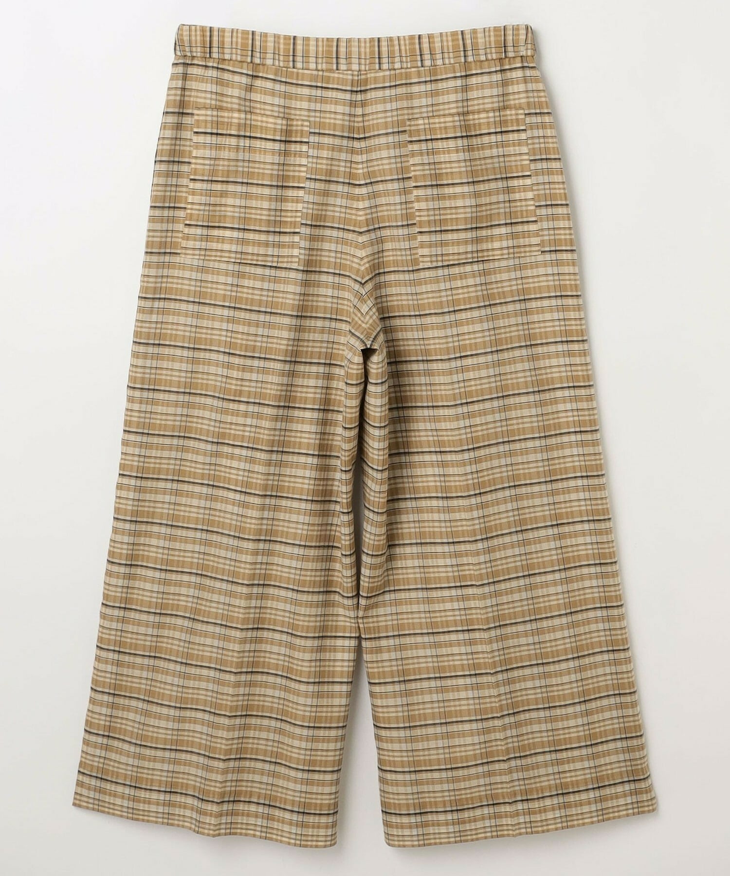 【MOGA】【Lサイズ】コットンシルクチェックセンタープレスワイドパンツ 詳細画像 ベージュ 28