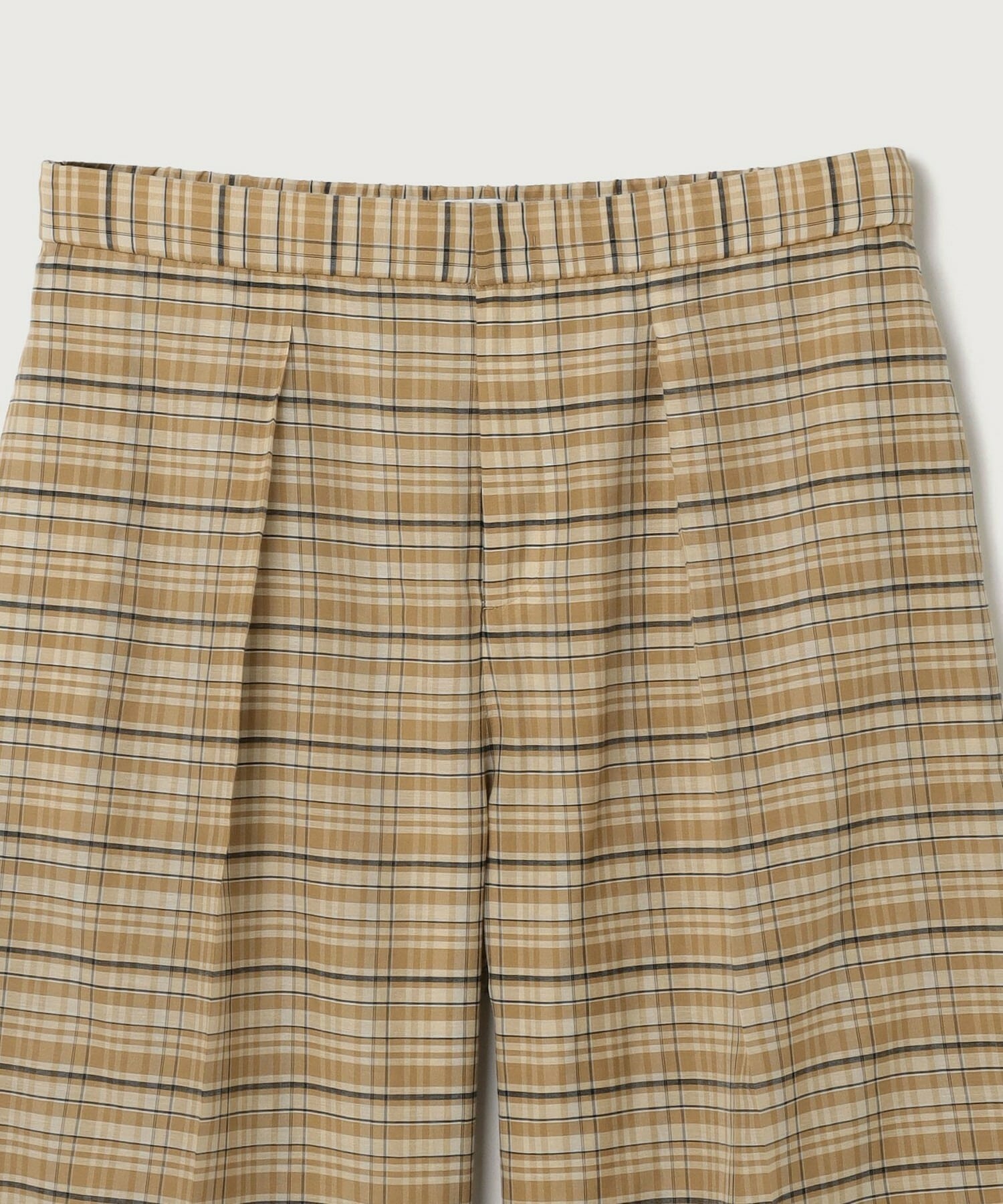 【MOGA】【Lサイズ】コットンシルクチェックセンタープレスワイドパンツ 詳細画像 ベージュ 29