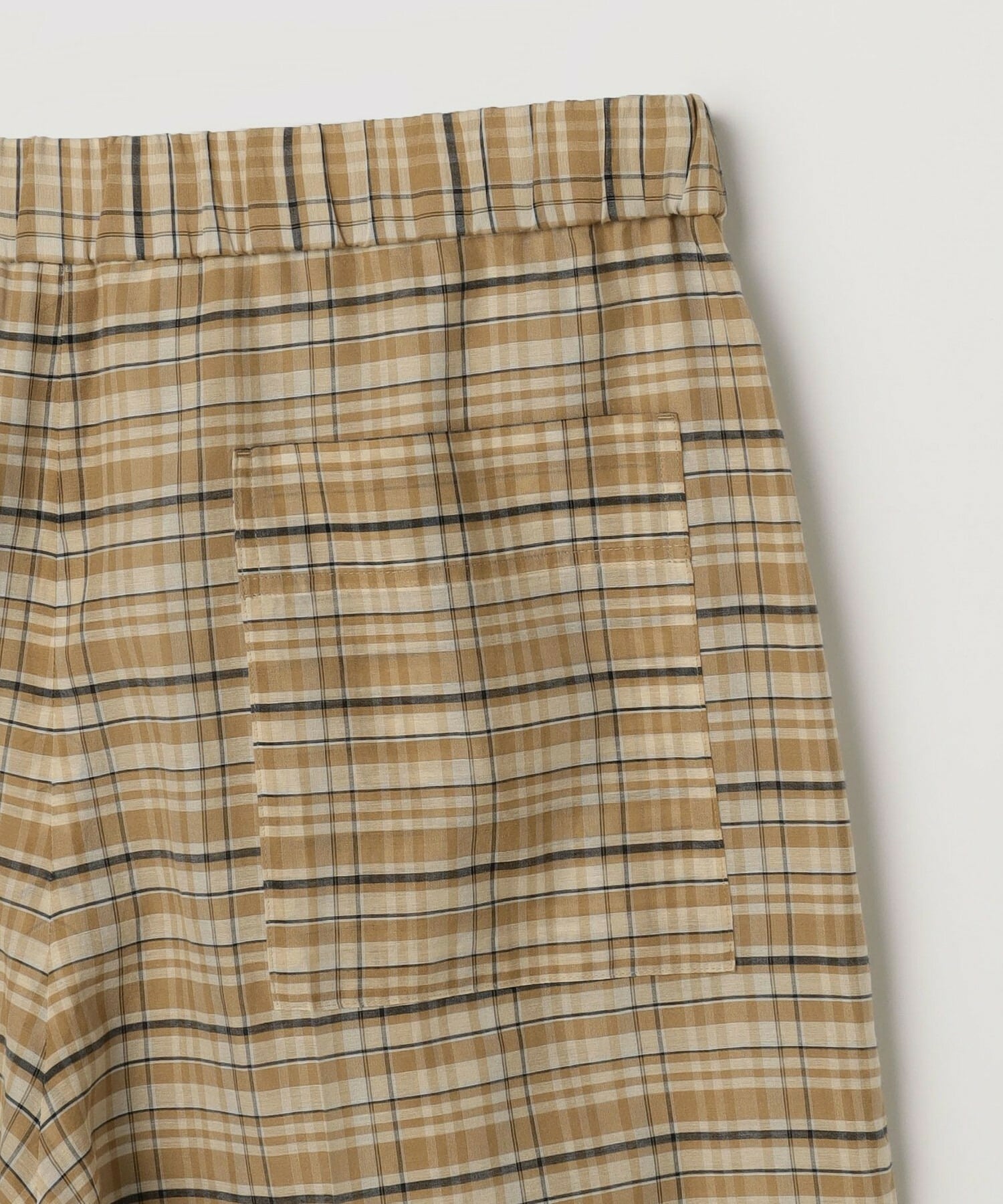 【MOGA】【Lサイズ】コットンシルクチェックセンタープレスワイドパンツ 詳細画像 ベージュ 31