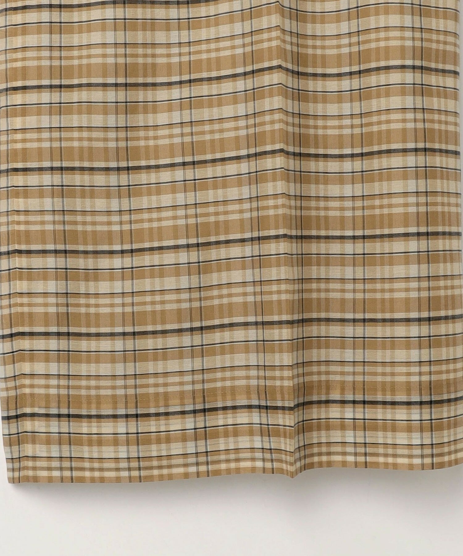 【MOGA】【Lサイズ】コットンシルクチェックセンタープレスワイドパンツ 詳細画像 ベージュ 32