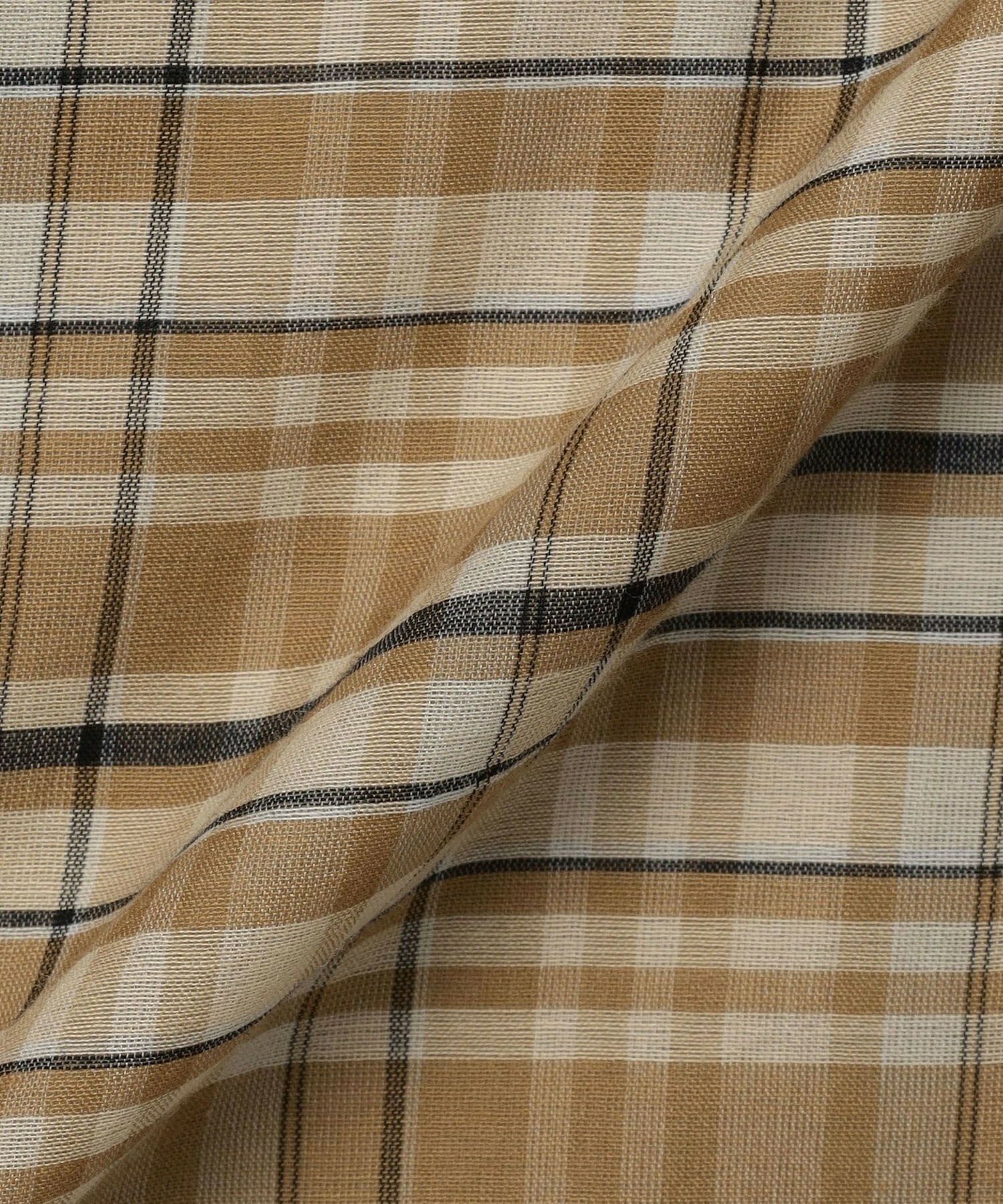 【MOGA】【Lサイズ】コットンシルクチェックセンタープレスワイドパンツ 詳細画像 ベージュ 33