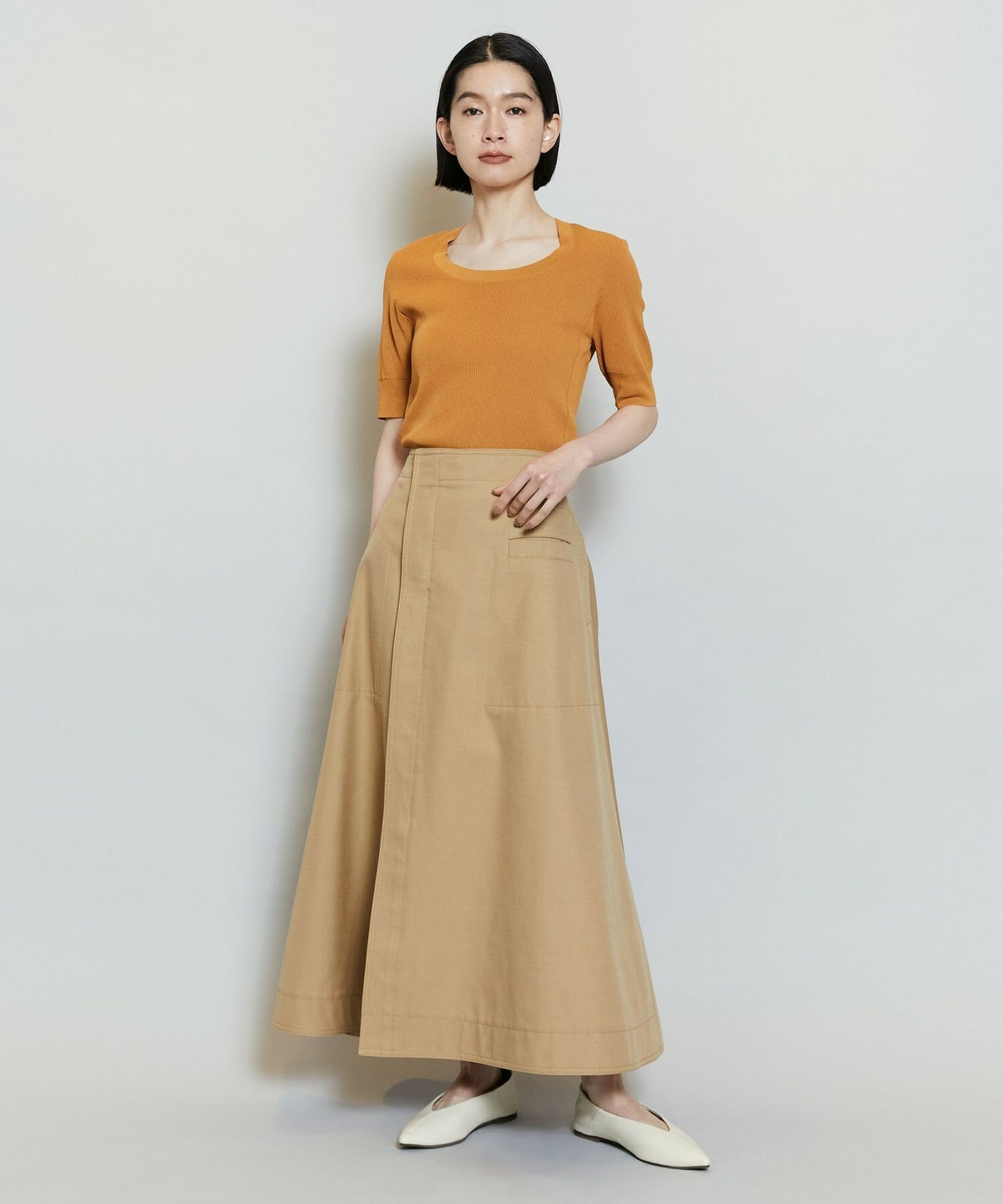 【MOGA】【Lサイズ】テンセルコットンツイルスカート 詳細画像 ベージュ 1