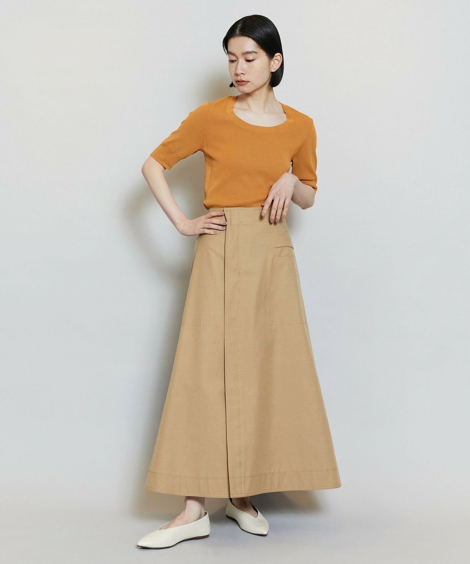 【MOGA】【Lサイズ】テンセルコットンツイルスカート 詳細画像 ベージュ 2
