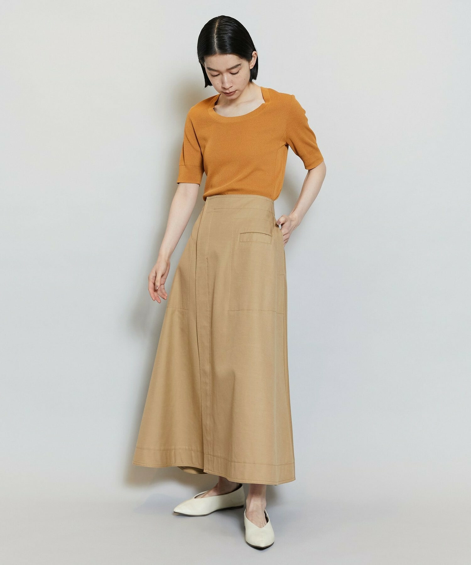 【MOGA】【Lサイズ】テンセルコットンツイルスカート 詳細画像 ベージュ 3