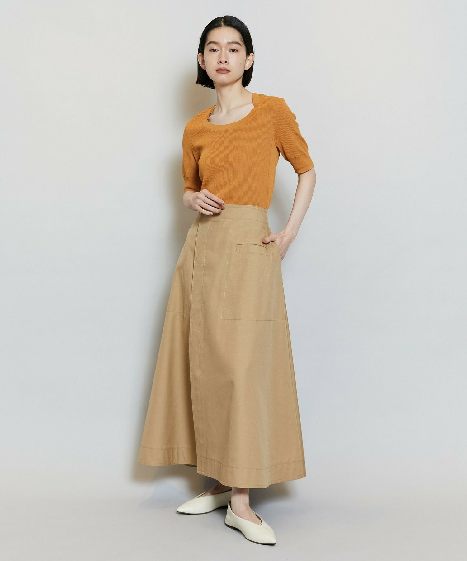 【MOGA】【Lサイズ】テンセルコットンツイルスカート 詳細画像 ベージュ 4