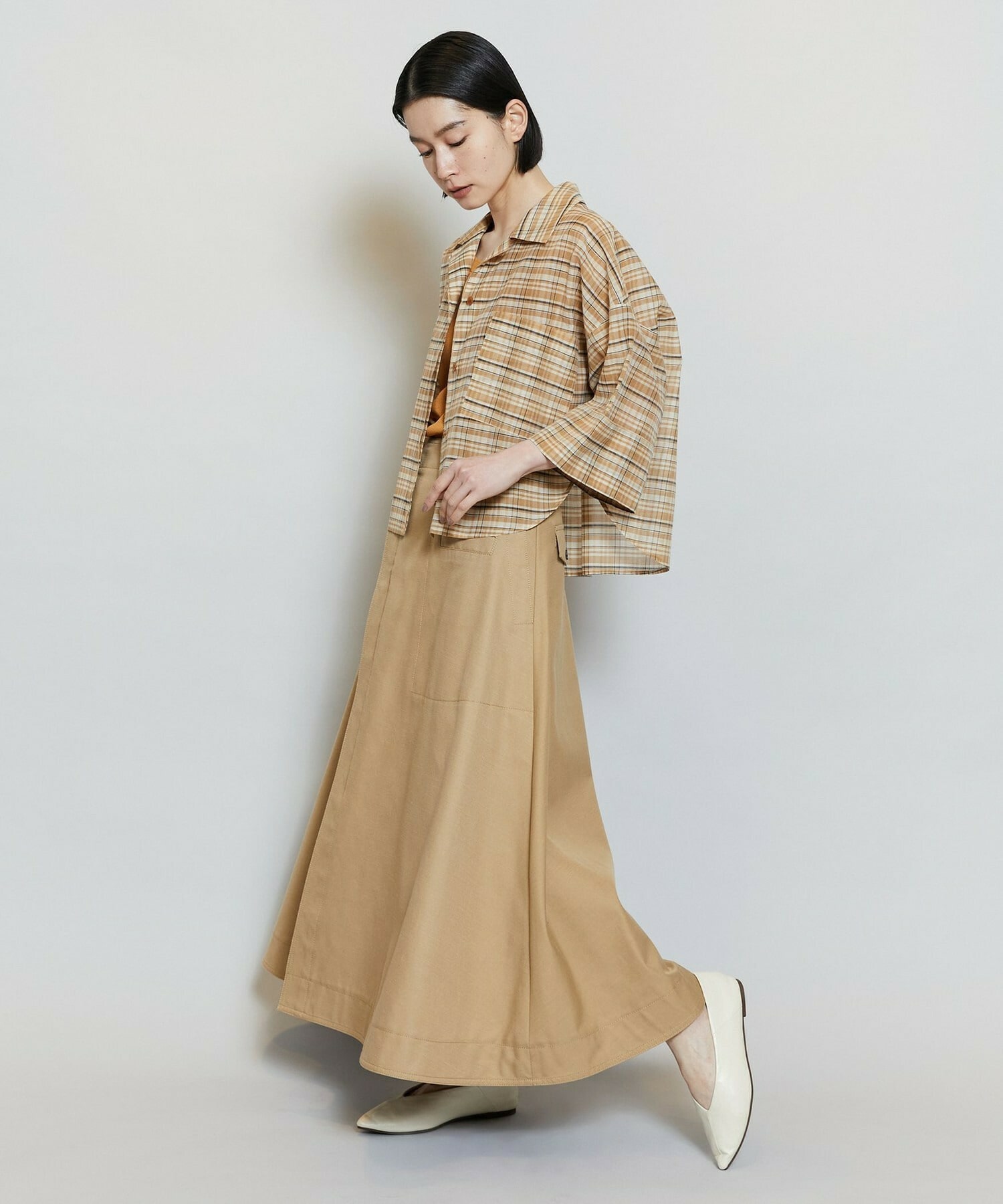 【MOGA】【Lサイズ】テンセルコットンツイルスカート 詳細画像 ベージュ 8