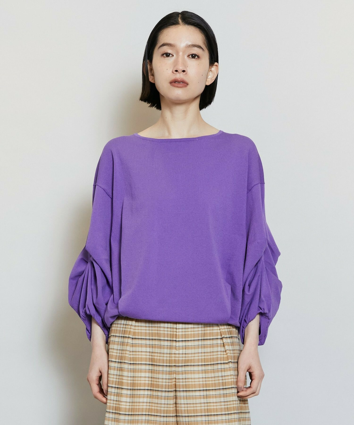 【MOGA】【Lサイズ】キアロスクーロニットトップス 詳細画像 パープル 2