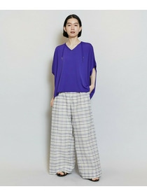 【MOGA】【Lサイズ】レーヨンナイロンクレープギャザーニットトップス 詳細画像 ネイビー 1