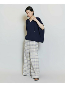 【MOGA】【Lサイズ】レーヨンナイロンクレープギャザーニットトップス 詳細画像 ネイビー 10