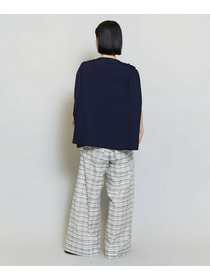 【MOGA】【Lサイズ】レーヨンナイロンクレープギャザーニットトップス 詳細画像 ネイビー 12