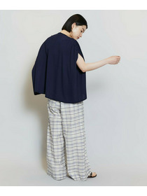 【MOGA】【Lサイズ】レーヨンナイロンクレープギャザーニットトップス 詳細画像 ネイビー 13