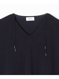 【MOGA】【Lサイズ】レーヨンナイロンクレープギャザーニットトップス 詳細画像 ネイビー 24