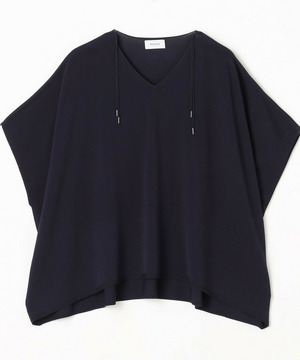 【MOGA】【Lサイズ】レーヨンナイロンクレープギャザーニットトップス 詳細画像 ネイビー 1
