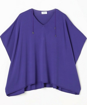 【MOGA】【Lサイズ】レーヨンナイロンクレープギャザーニットトップス 詳細画像 パープル 1