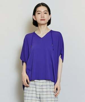 【MOGA】【Lサイズ】レーヨンナイロンクレープギャザーニットトップス 詳細画像 パープル 2