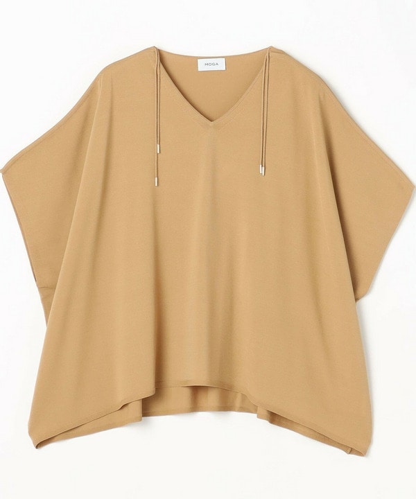 【MOGA】【Lサイズ】レーヨンナイロンクレープギャザーニットトップス