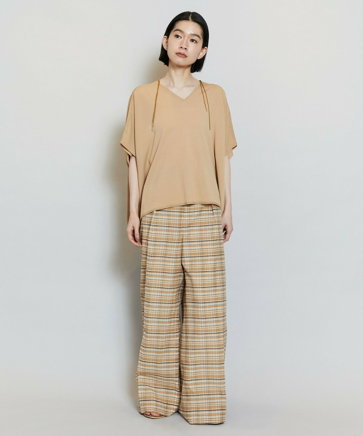 【MOGA】【Lサイズ】レーヨンナイロンクレープギャザーニットトップス 詳細画像 ネイビー 15