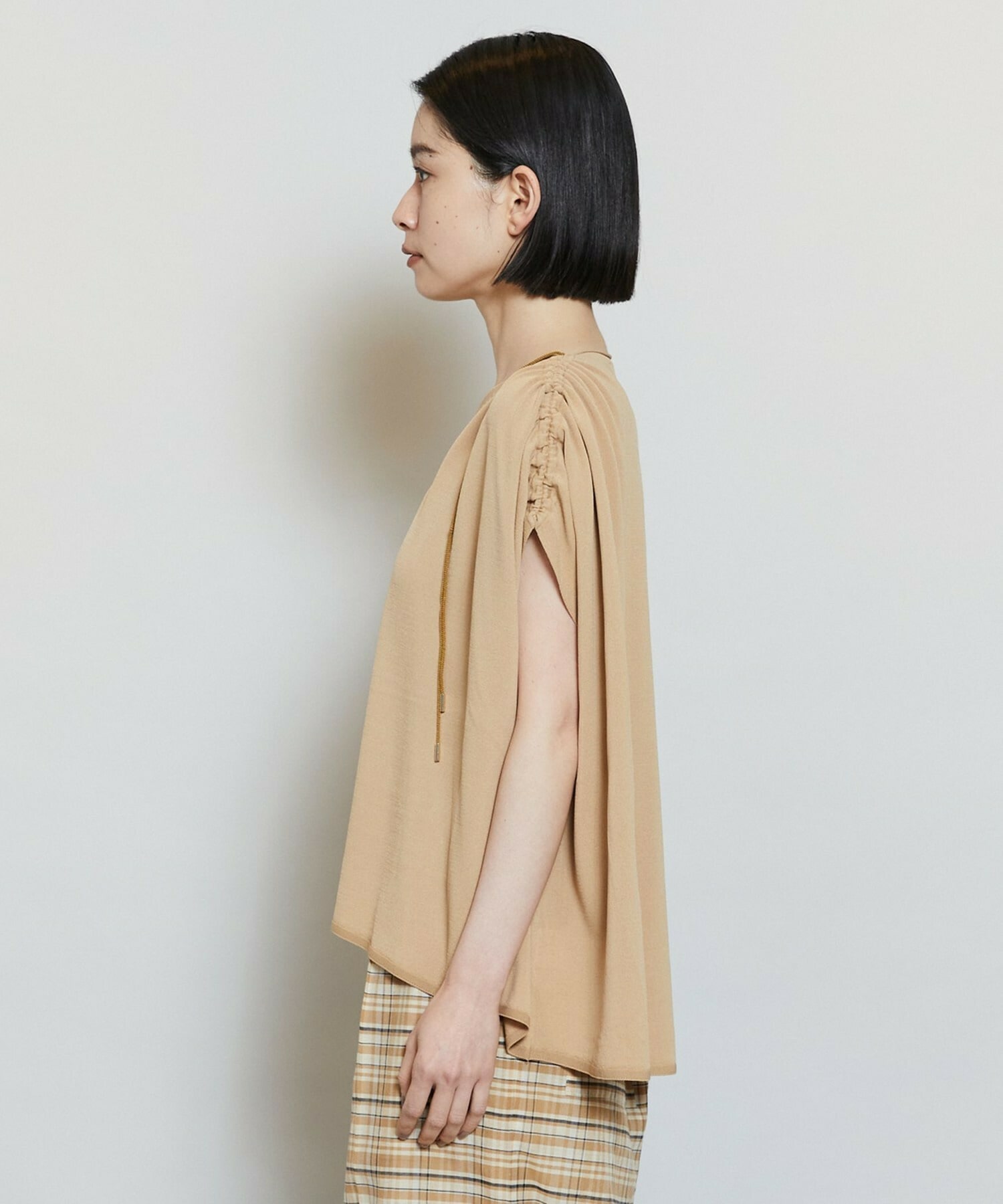 【MOGA】【Lサイズ】レーヨンナイロンクレープギャザーニットトップス 詳細画像 ネイビー 20