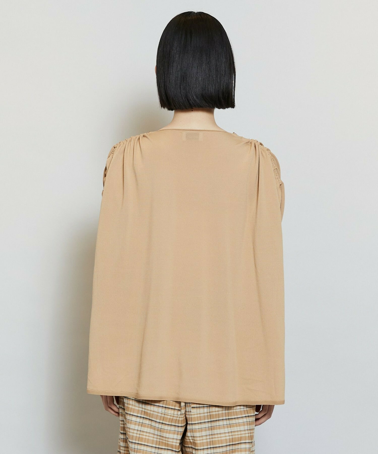 【MOGA】【Lサイズ】レーヨンナイロンクレープギャザーニットトップス 詳細画像 ネイビー 21