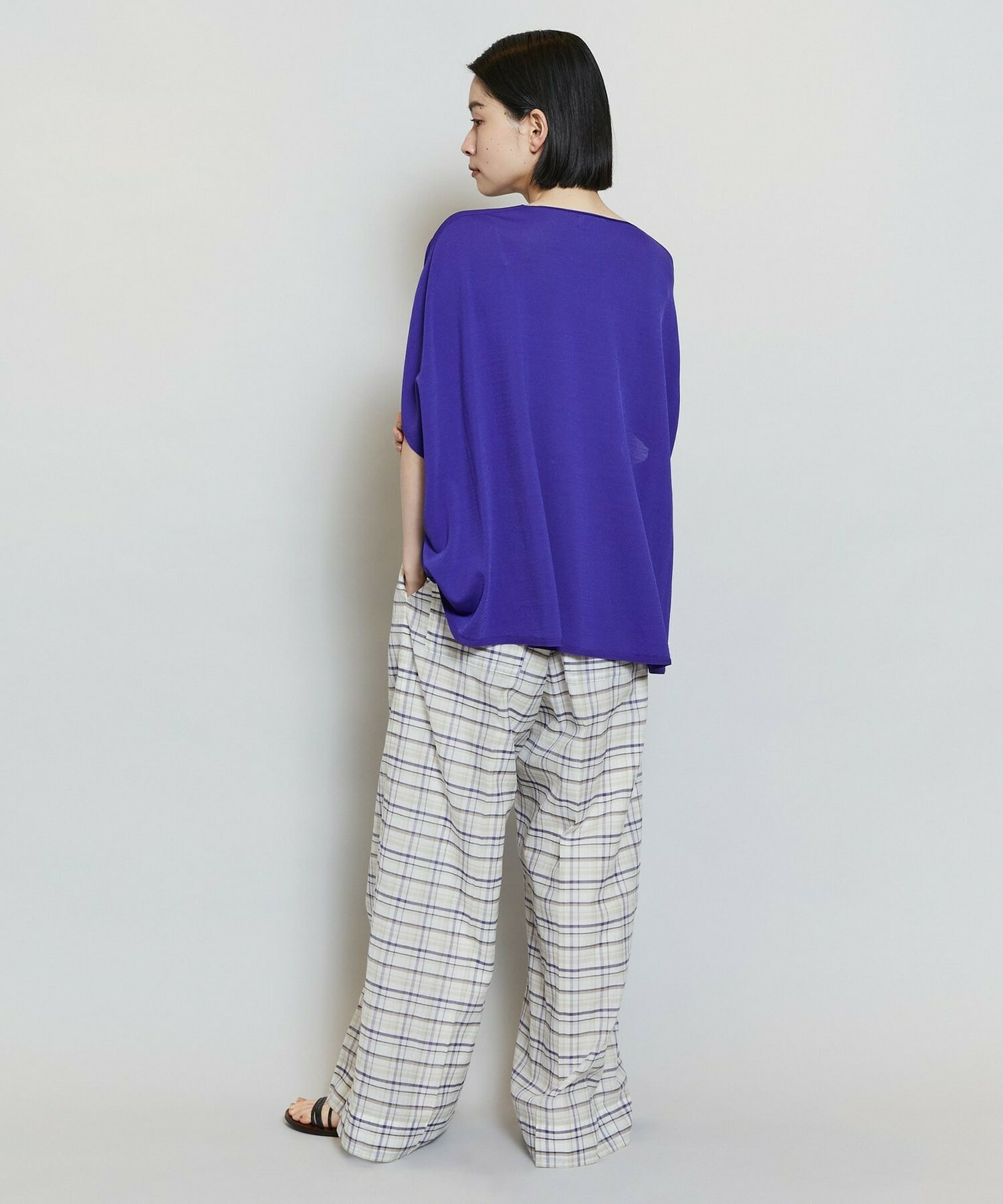 【MOGA】【Lサイズ】レーヨンナイロンクレープギャザーニットトップス 詳細画像 ネイビー 5