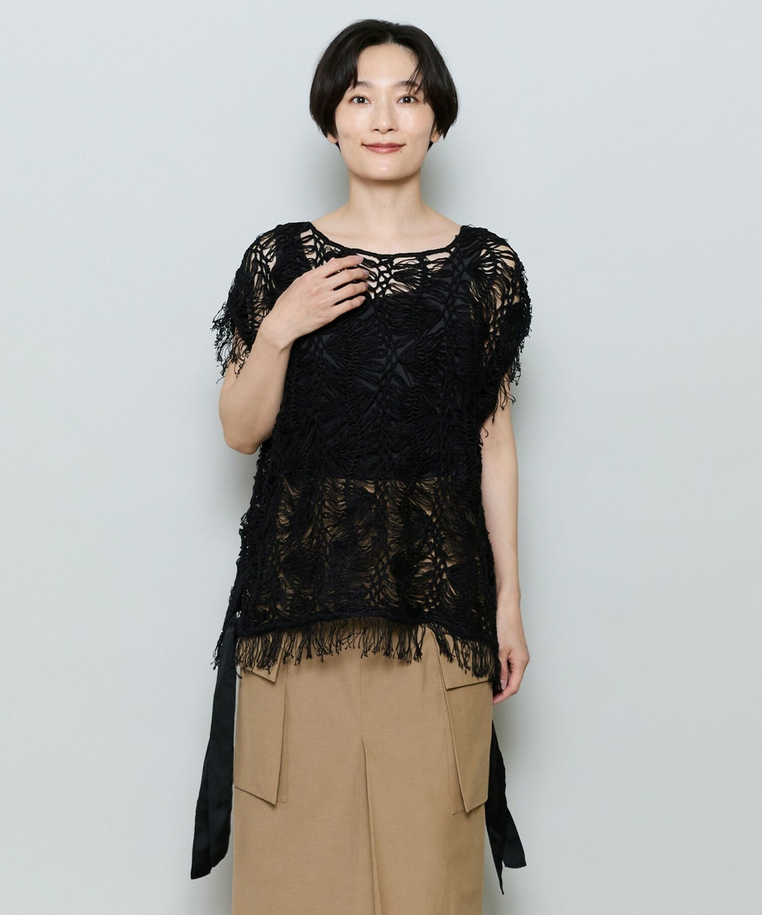 【MOGA】【Lサイズ】ヘアピンレースニットトップス 詳細画像 グリーン 15