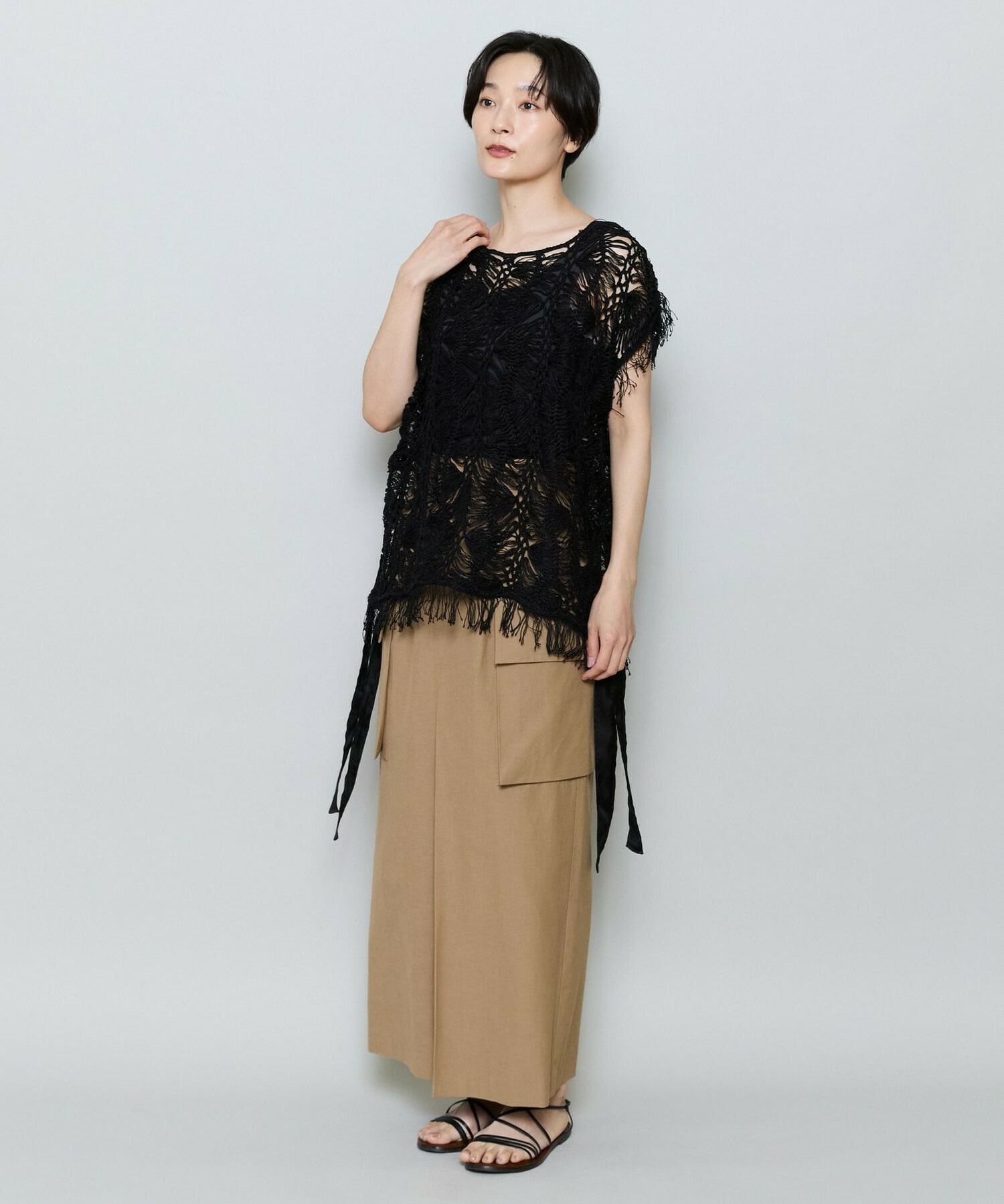 【MOGA】【Lサイズ】ヘアピンレースニットトップス 詳細画像 グリーン 16