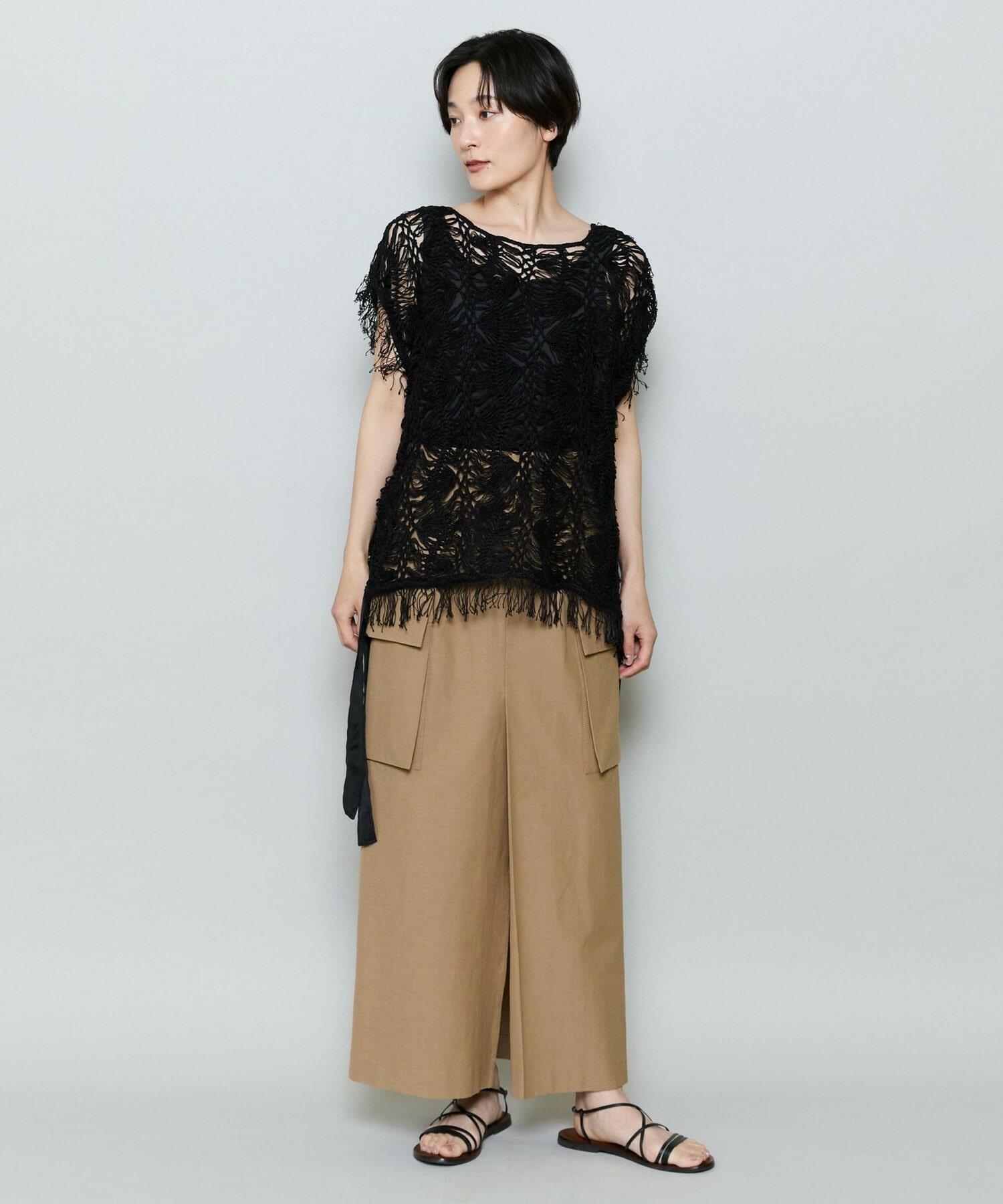 【MOGA】【Lサイズ】ヘアピンレースニットトップス 詳細画像 グリーン 17