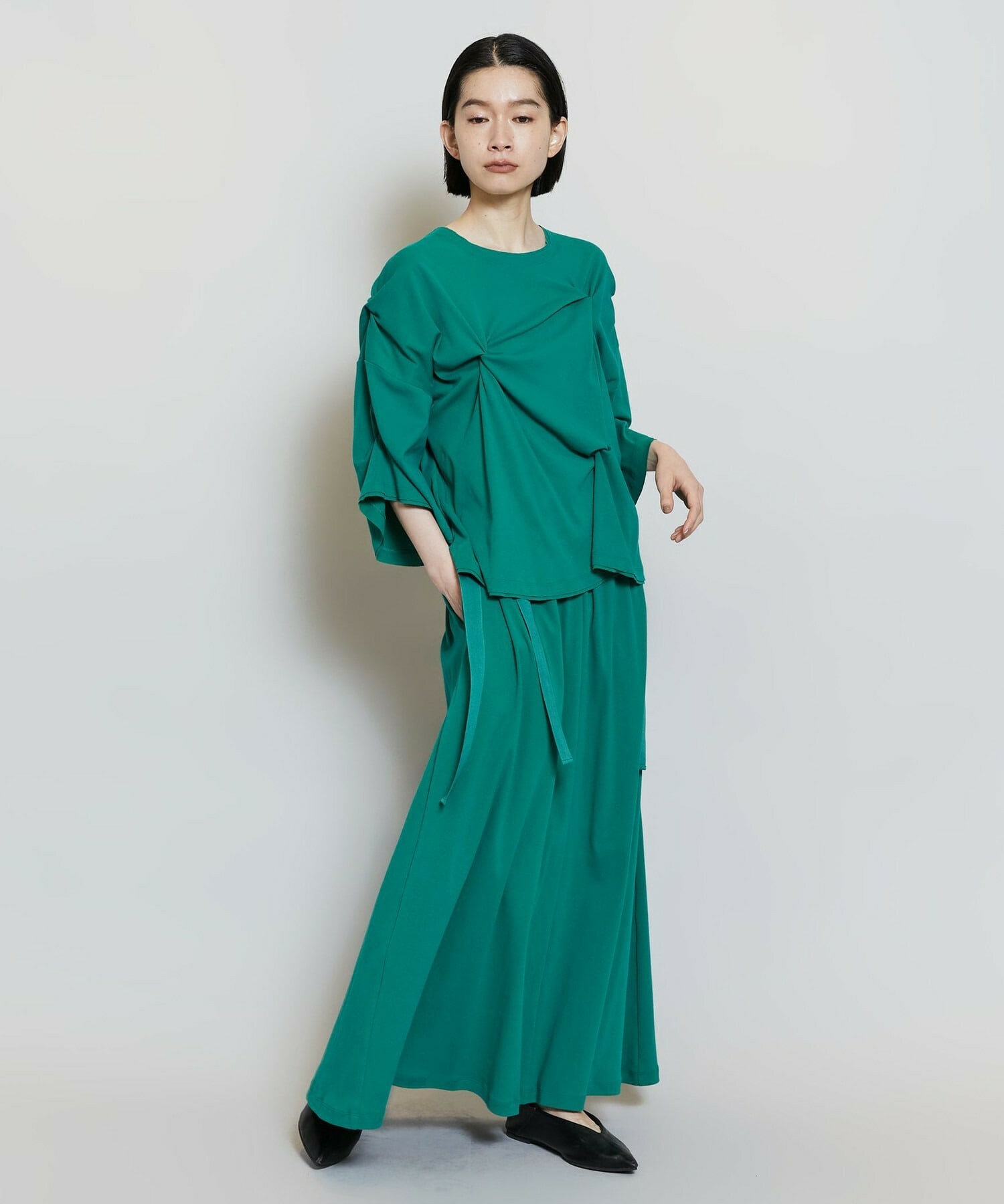 【MOGA】【Lサイズ】フレスカビンテージギャザーフレアースカート 詳細画像 グリーン 1