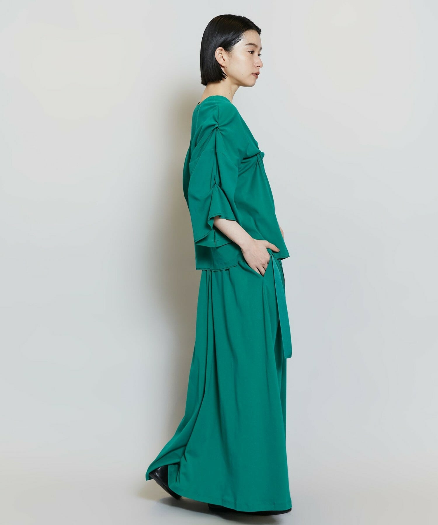 【MOGA】【Lサイズ】フレスカビンテージギャザーフレアースカート 詳細画像 グリーン 4