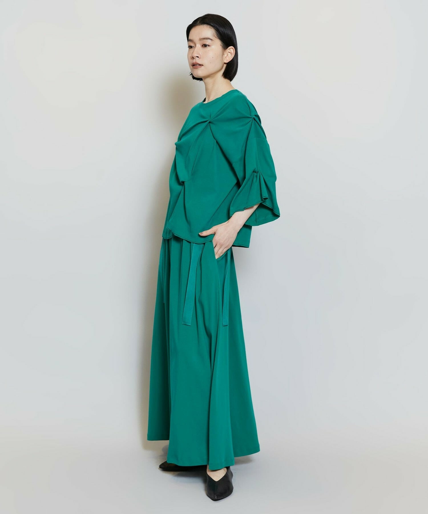 【MOGA】【Lサイズ】フレスカビンテージギャザーフレアースカート 詳細画像 グリーン 7