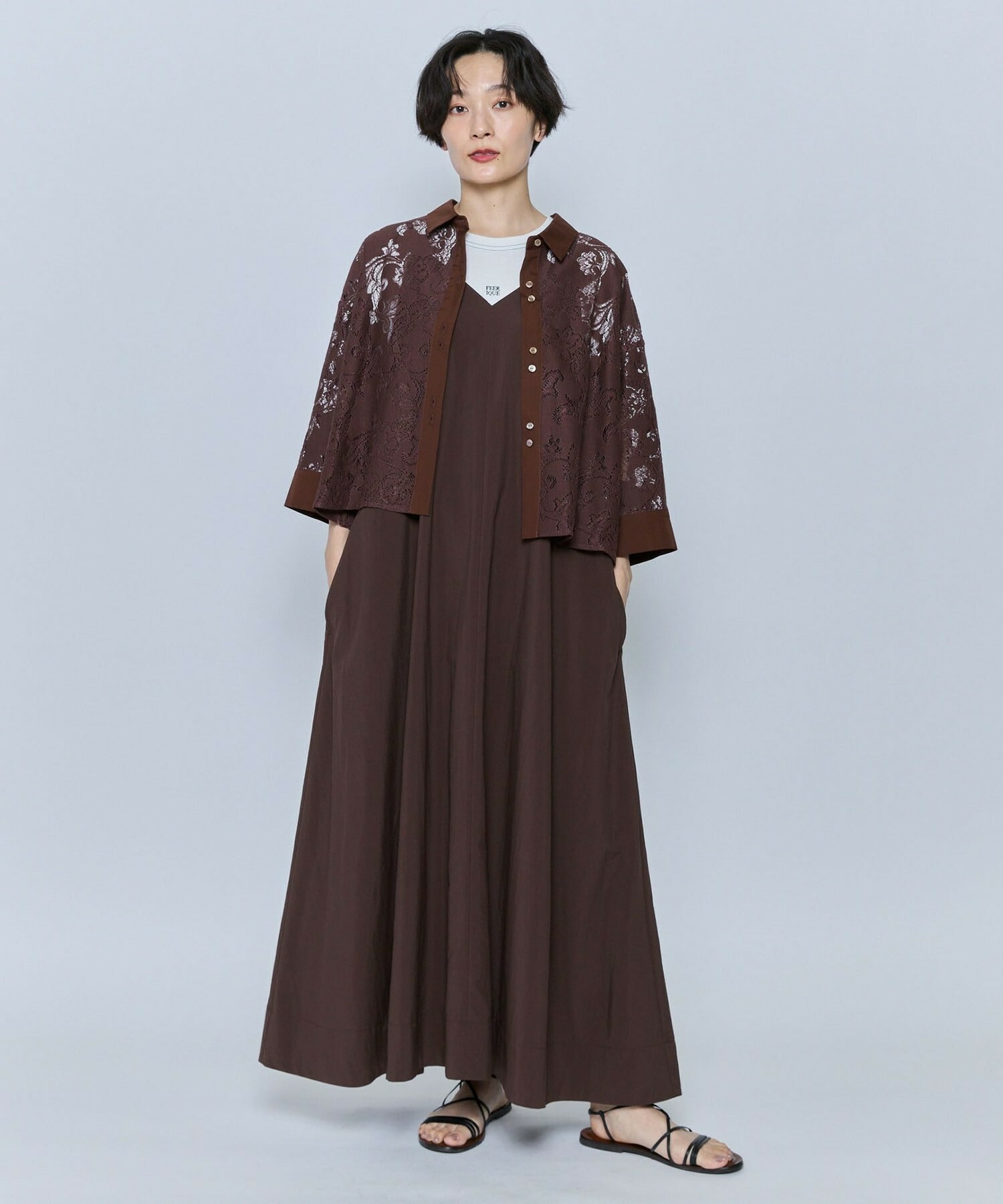 【feerique】【Lサイズ】feerique タスランナイロンAラインキャミワンピース 詳細画像 ブラック 11