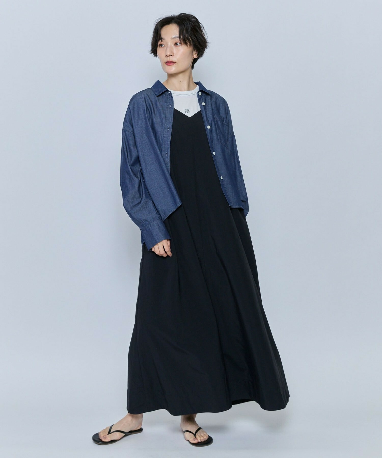 【feerique】【Lサイズ】feerique タスランナイロンAラインキャミワンピース 詳細画像 ブラック 20