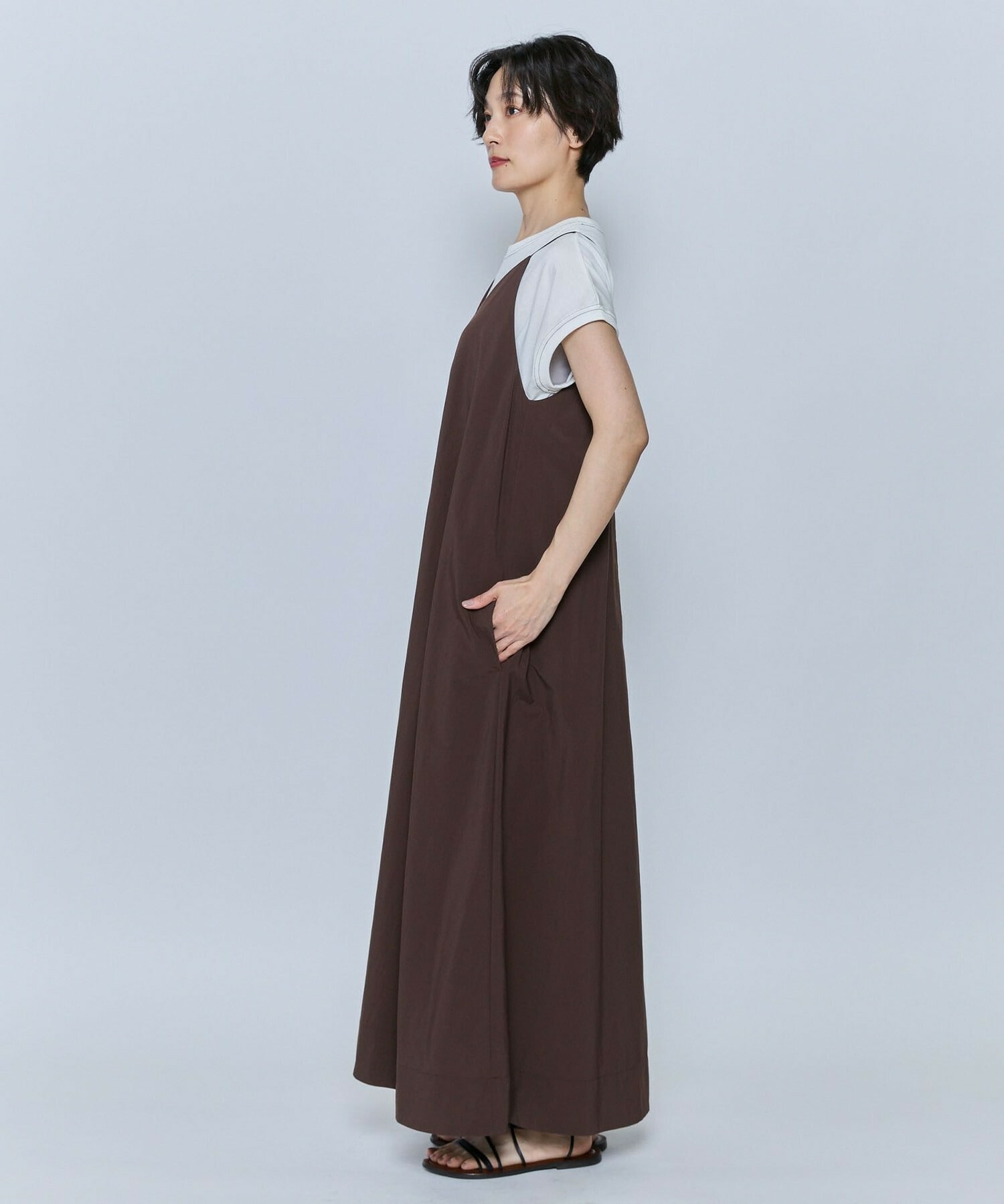 【feerique】【Lサイズ】feerique タスランナイロンAラインキャミワンピース 詳細画像 ブラック 9