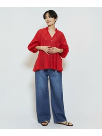 【feerique】【Lサイズ】feerique コットンポリシフォンAラインシルエットブラウス 詳細画像 ダークネイビー 1