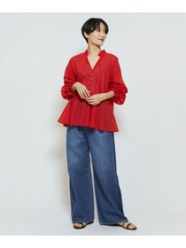 【feerique】【Lサイズ】feerique コットンポリシフォンAラインシルエットブラウス 詳細画像 ダークネイビー 11