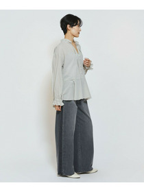 【feerique】【Lサイズ】feerique コットンポリシフォンAラインシルエットブラウス 詳細画像 ダークネイビー 19