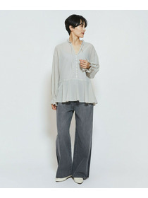 【feerique】【Lサイズ】feerique コットンポリシフォンAラインシルエットブラウス 詳細画像 ダークネイビー 20