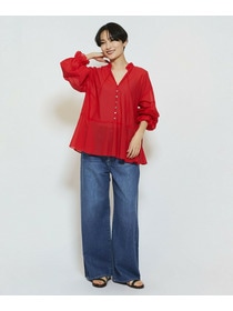 【feerique】【Lサイズ】feerique コットンポリシフォンAラインシルエットブラウス 詳細画像 ダークネイビー 3