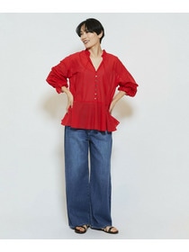 【feerique】【Lサイズ】feerique コットンポリシフォンAラインシルエットブラウス 詳細画像 ダークネイビー 4