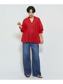 【feerique】【Lサイズ】feerique コットンポリシフォンAラインシルエットブラウス 詳細画像 ダークネイビー 5