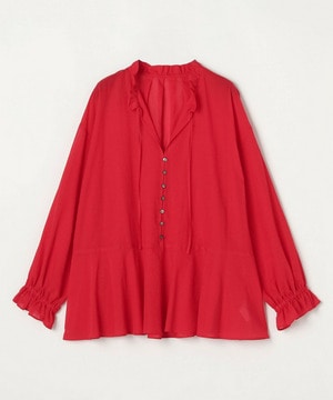 【feerique】【Lサイズ】feerique コットンポリシフォンAラインシルエットブラウス 詳細画像 レッド 1