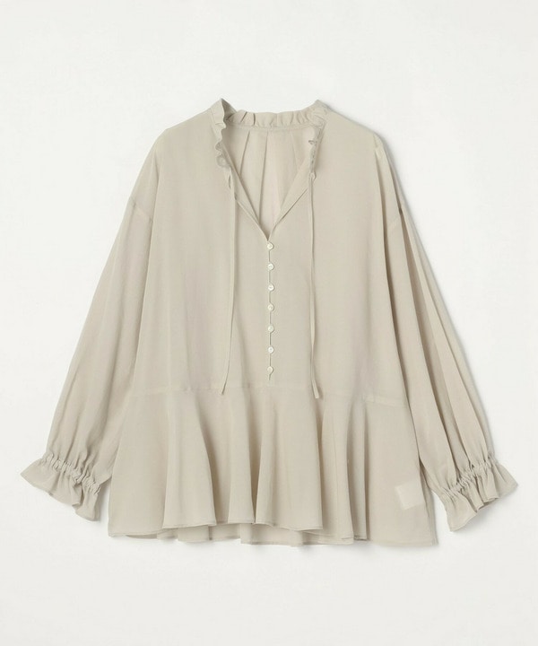 【Lサイズ】feerique コットンポリシフォンAラインシルエットブラウス【Lサイズ】feerique コットンポリシフォンAラインシルエットブラウス
