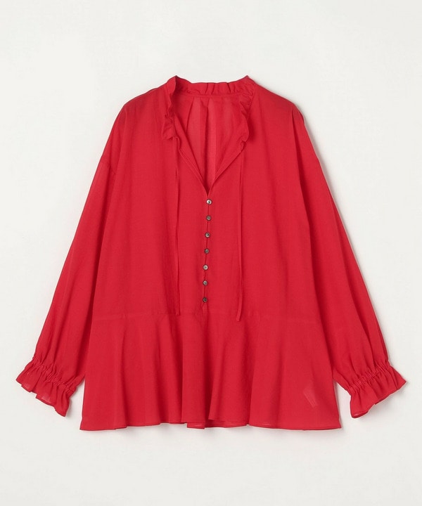 【Lサイズ】feerique コットンポリシフォンAラインシルエットブラウス【Lサイズ】feerique コットンポリシフォンAラインシルエットブラウス