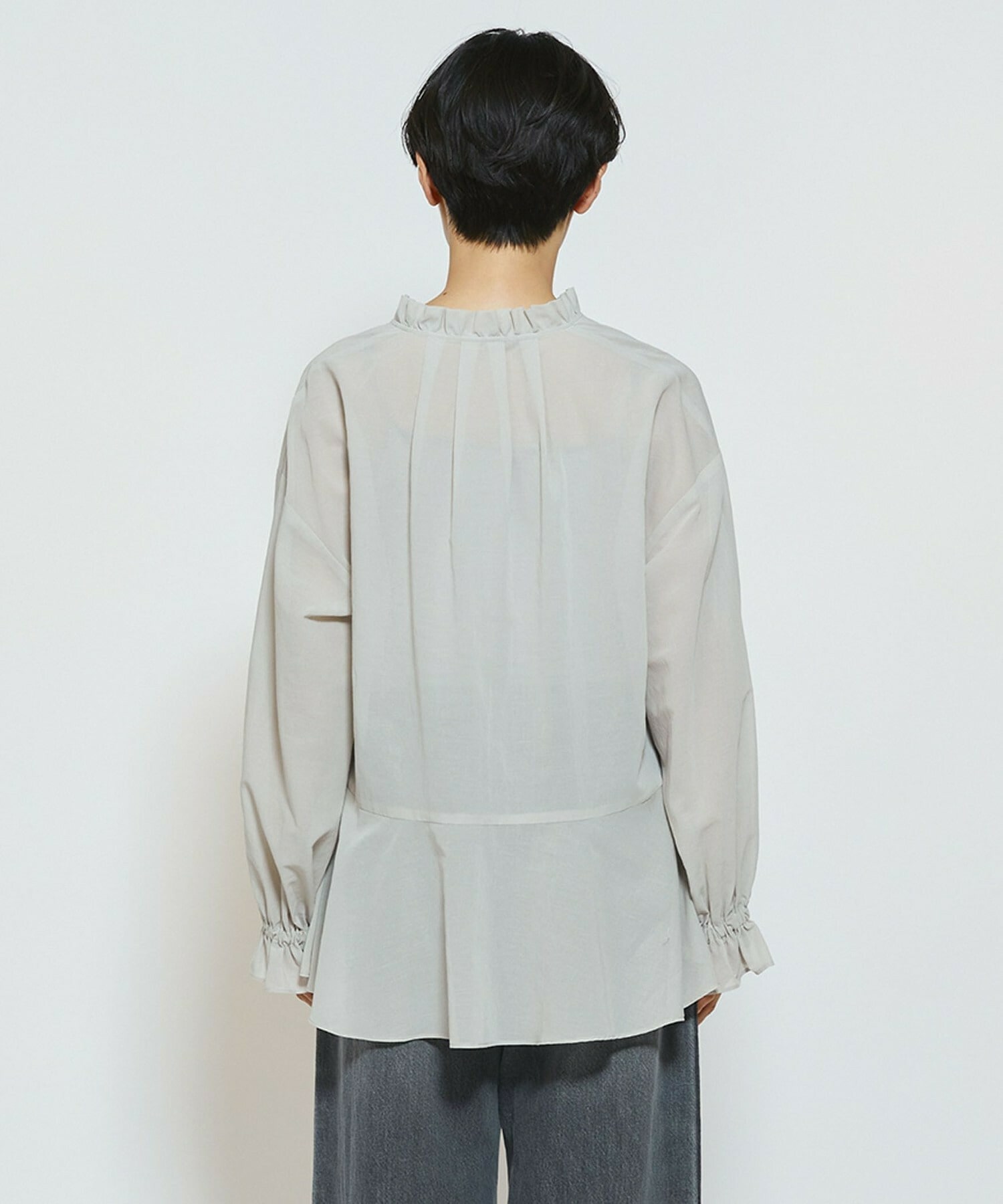 【feerique】【Lサイズ】feerique コットンポリシフォンAラインシルエットブラウス 詳細画像 ダークネイビー 23