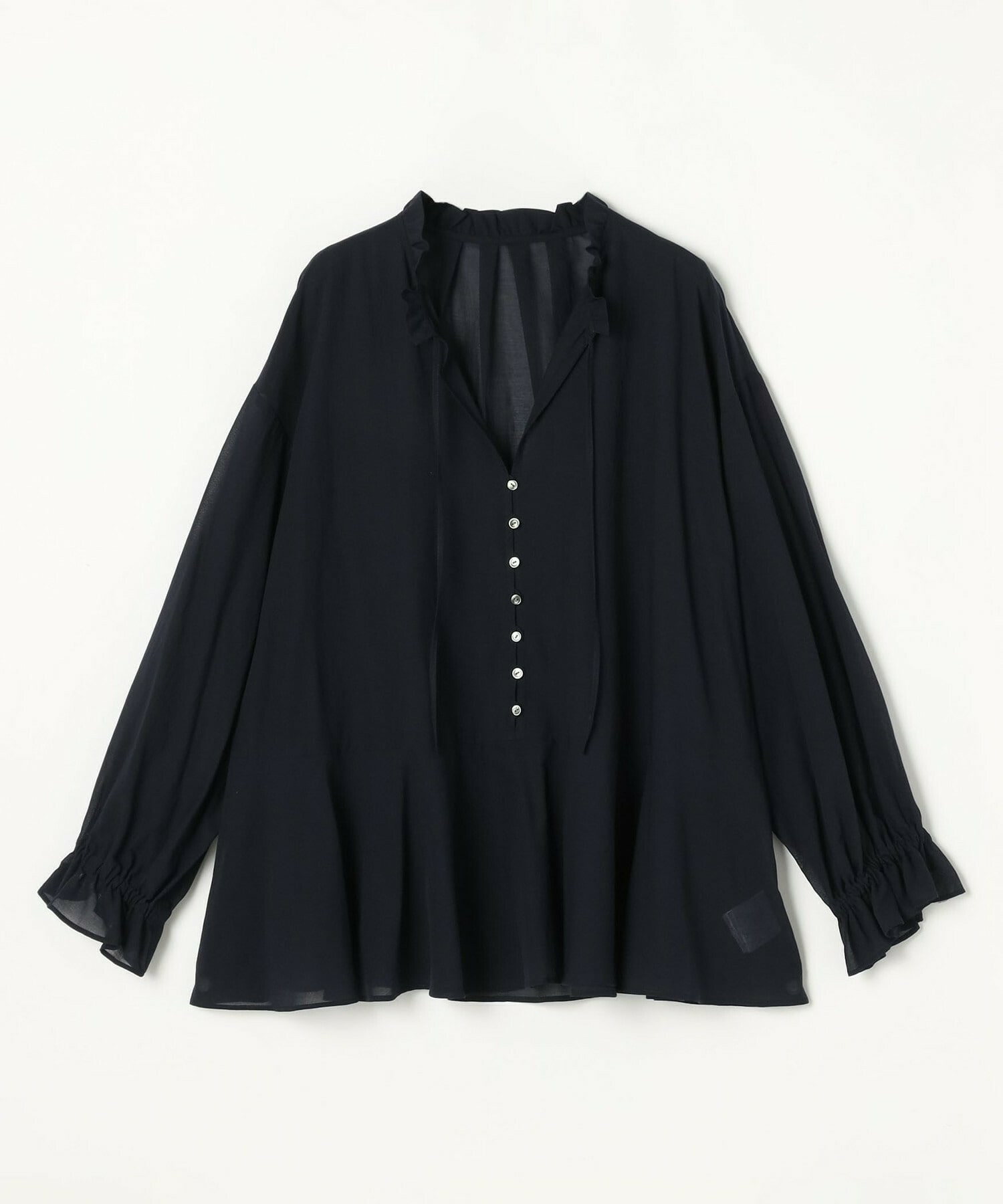 【feerique】【Lサイズ】feerique コットンポリシフォンAラインシルエットブラウス 詳細画像 ダークネイビー 1